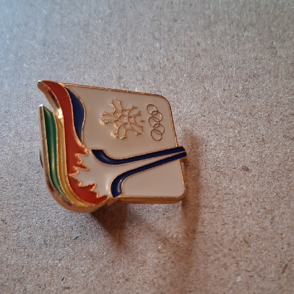 Winter Olympics Enamel Pin - White, Red, Blue, Green - Picture 4 of 6